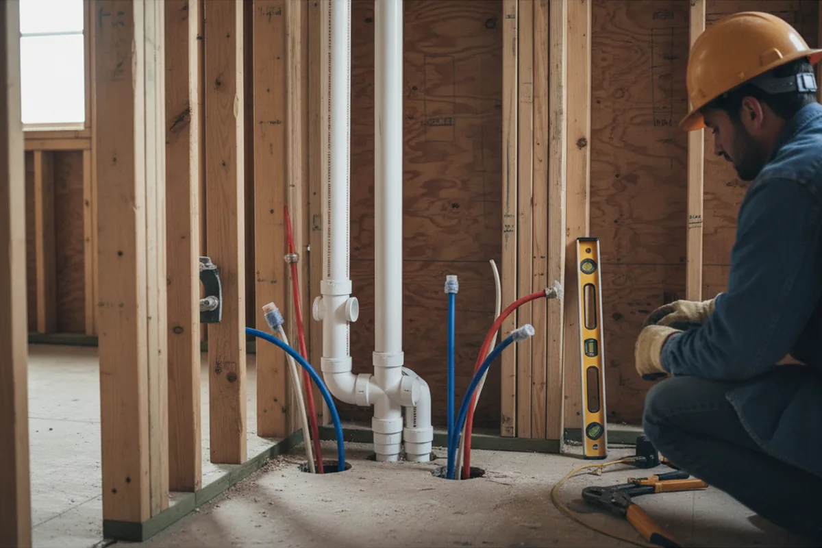 Drain and supply rough-in during Leak Detection in Yorkville
